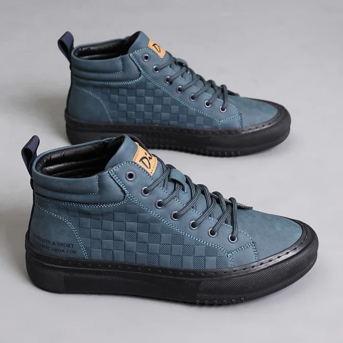 New Fashionable and Versatile Men's Shoes Casual Sports Soft Sole Soft Surface Mid-Top Retro Work Shoes - Image 4