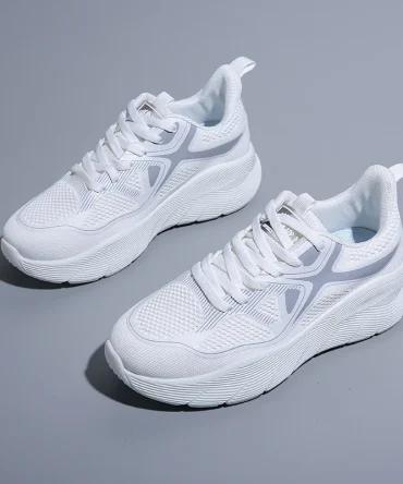 Women's Fashion Sneakers Casual Outdoor Running Training Shoes Breathable Mesh Anti-Slip Springy Lightweight Lace-Up Footwear